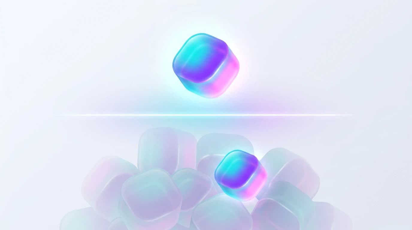 Abstract geometric illustration of one highlighted block measured against a larger group, representing the share-of-voice ratio
